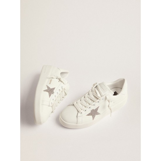 Women’s Purestar in white leather with silver Swarovski crystal star Women’s Purestar in white leather with silver Swarovski crystal star