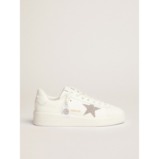 Women’s Purestar in white leather with silver Swarovski crystal star Women’s Purestar in white leather with silver Swarovski crystal star