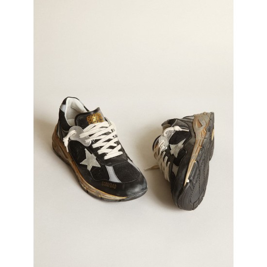 Women's Dad-Star in black mesh and nappa with ice-colored star Women's Dad-Star in black mesh and nappa with ice-colored star