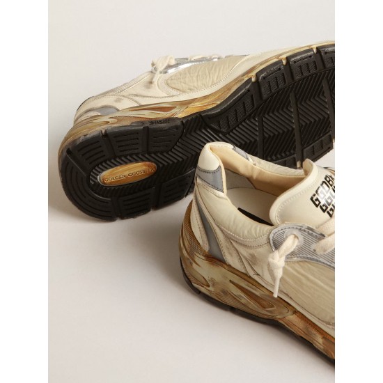 Women’s Dad-Star in beige nappa and nylon with white leather star Women’s Dad-Star in beige nappa and nylon with white leather star