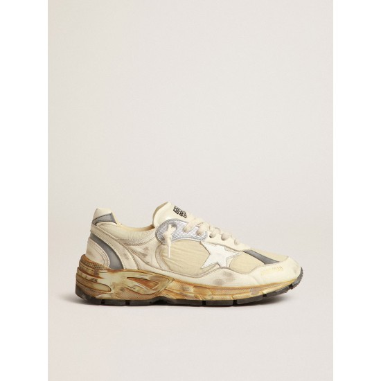 Women’s Dad-Star in beige nappa and nylon with white leather star Women’s Dad-Star in beige nappa and nylon with white leather star