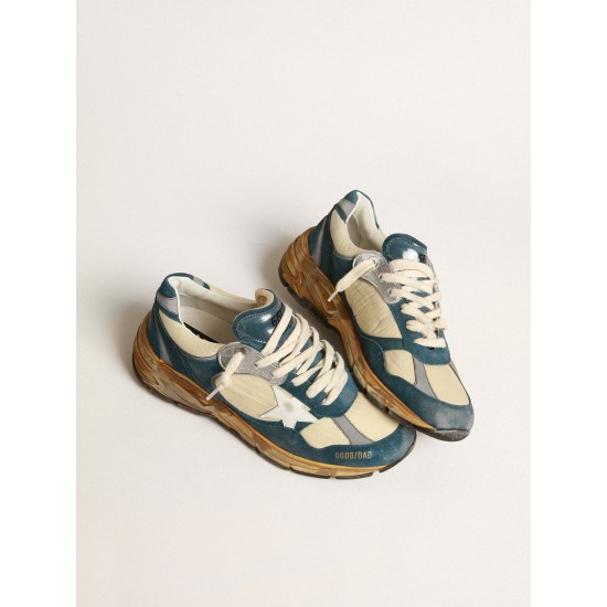 Women’s Dad-Star in petrol-blue suede with white leather star Women’s Dad-Star in petrol-blue suede with white leather star