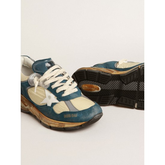 Women’s Dad-Star in petrol-blue suede with white leather star Women’s Dad-Star in petrol-blue suede with white leather star