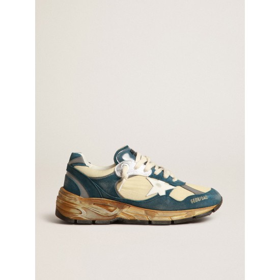 Women’s Dad-Star in petrol-blue suede with white leather star Women’s Dad-Star in petrol-blue suede with white leather star
