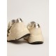 Running Sole LTD in cream nylon and suede with a glitter star Running Sole LTD in cream nylon and suede with a glitter star