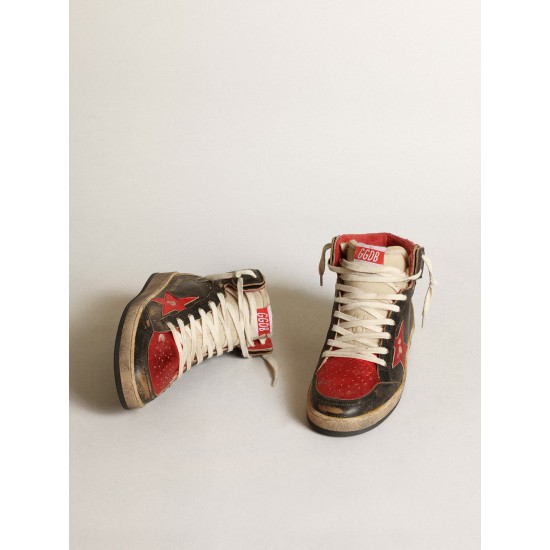 Women's Sky-Star in black glossy leather with red star Women's Sky-Star in black glossy leather with red star