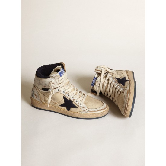 Women's Sky-Star in cream-colored nylon and white leather Women's Sky-Star in cream-colored nylon and white leather