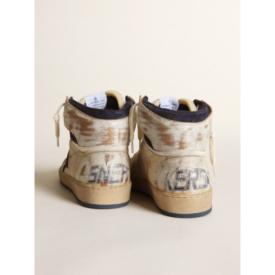 Women's Sky-Star in cream-colored nylon and white leather Women's Sky-Star in cream-colored nylon and white leather
