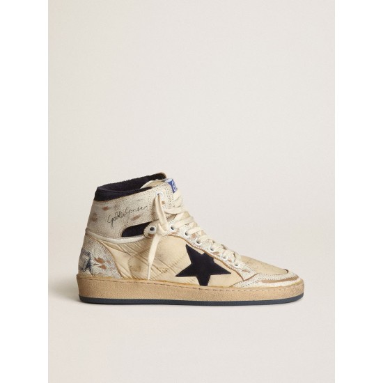 Women's Sky-Star in cream-colored nylon and white leather Women's Sky-Star in cream-colored nylon and white leather
