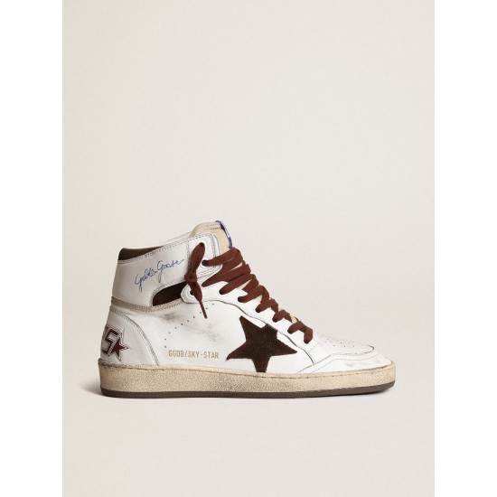 Women’s Sky-Star in white nappa leather with chocolate suede star Women’s Sky-Star in white nappa leather with chocolate suede star