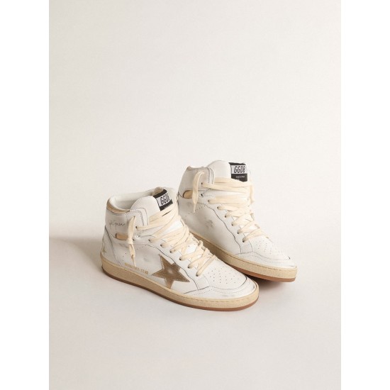 Sky-Star in white nappa leather with gold metallic leather star and heel tab Sky-Star in white nappa leather with gold metallic leather star and heel tab