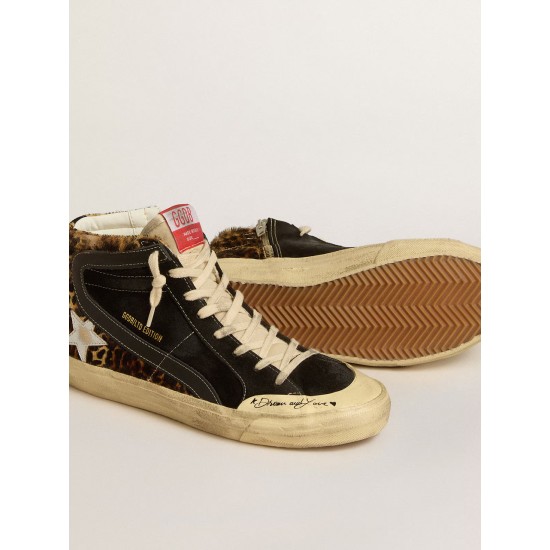 Slide Penstar LTD in leopard-print pony skin with silver star and black flash Slide Penstar LTD in leopard-print pony skin with silver star and black flash
