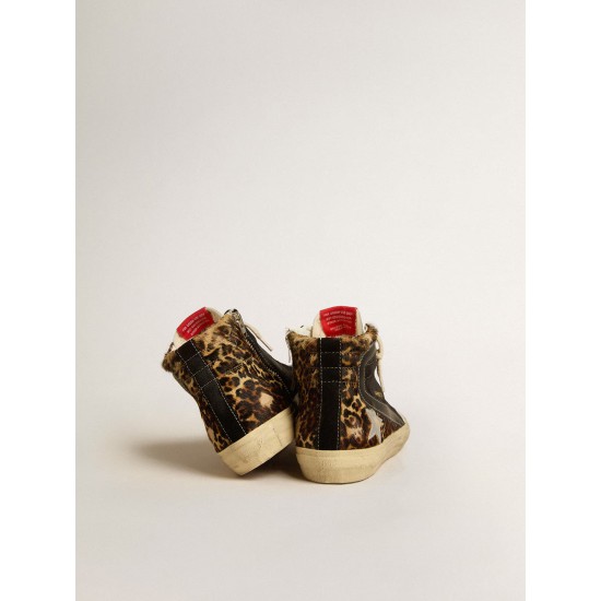 Slide Penstar LTD in leopard-print pony skin with silver star and black flash Slide Penstar LTD in leopard-print pony skin with silver star and black flash