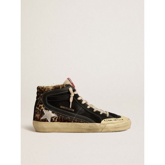Slide Penstar LTD in leopard-print pony skin with silver star and black flash Slide Penstar LTD in leopard-print pony skin with silver star and black flash