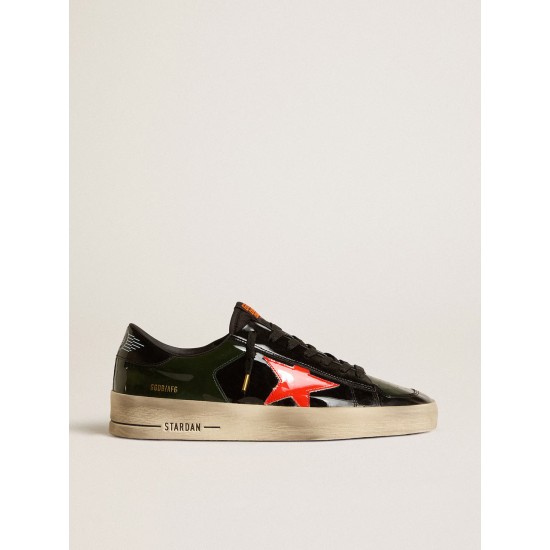 Women's Stardan LAB in black and green patent leather with orange star Women's Stardan LAB in black and green patent leather with orange star
