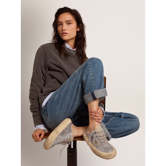 Women's Space-Star Sabot in silver glitter and shearling lining Women's Space-Star Sabot in silver glitter and shearling lining