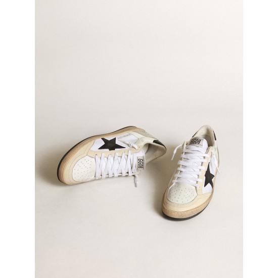 Women's Ball Star in white canvas and leather with black star Women's Ball Star in white canvas and leather with black star