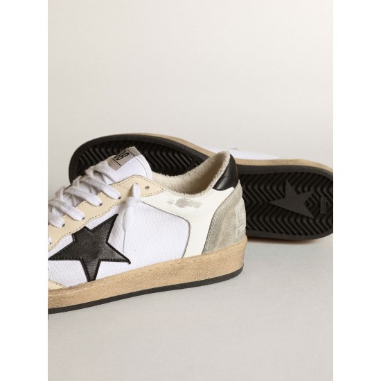 Women's Ball Star in white canvas and leather with black star Women's Ball Star in white canvas and leather with black star
