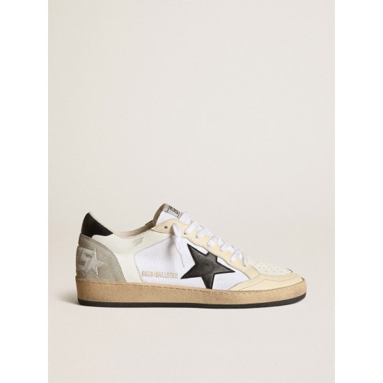 Women's Ball Star in white canvas and leather with black star Women's Ball Star in white canvas and leather with black star