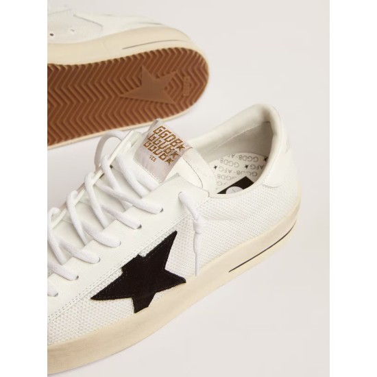 Stardan with white leather and mesh inserts and black suede star Stardan with white leather and mesh inserts and black suede star