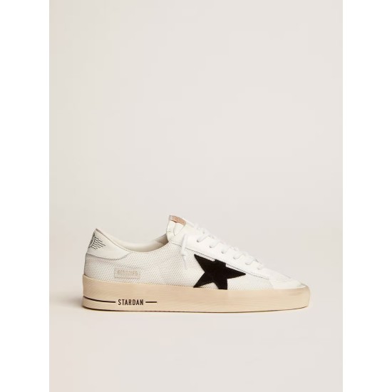 Stardan with white leather and mesh inserts and black suede star Stardan with white leather and mesh inserts and black suede star