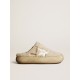 Women’s Space-Star Sabots in beige shearling with white leather star Women’s Space-Star Sabots in beige shearling with white leather star