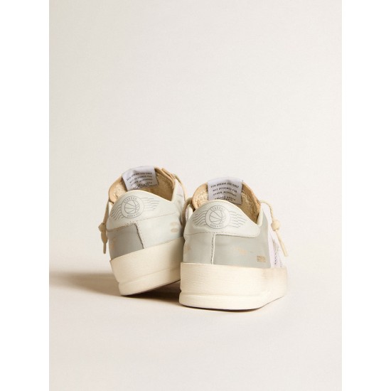 Stardan in gray nappa leather and white mesh with gray leather star Stardan in gray nappa leather and white mesh with gray leather star