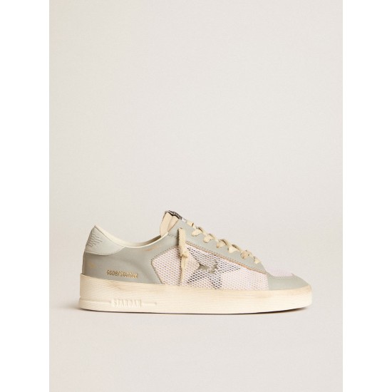 Stardan in gray nappa leather and white mesh with gray leather star Stardan in gray nappa leather and white mesh with gray leather star