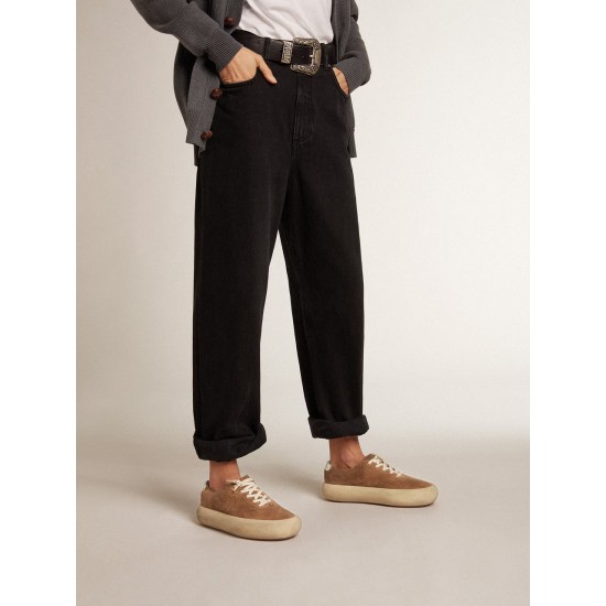 Women's Space-Star in tobacco-colored suede with perforated star Women's Space-Star in tobacco-colored suede with perforated star