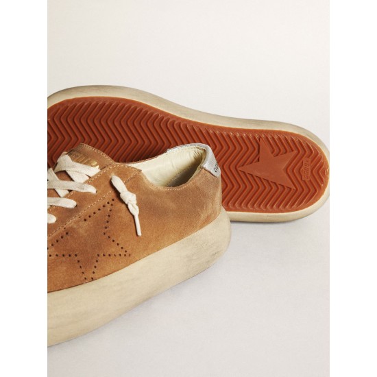 Women's Space-Star in tobacco-colored suede with perforated star Women's Space-Star in tobacco-colored suede with perforated star
