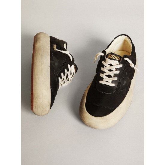 Space-Star shoes in black nylon with black leather star and heel tab Space-Star shoes in black nylon with black leather star and heel tab