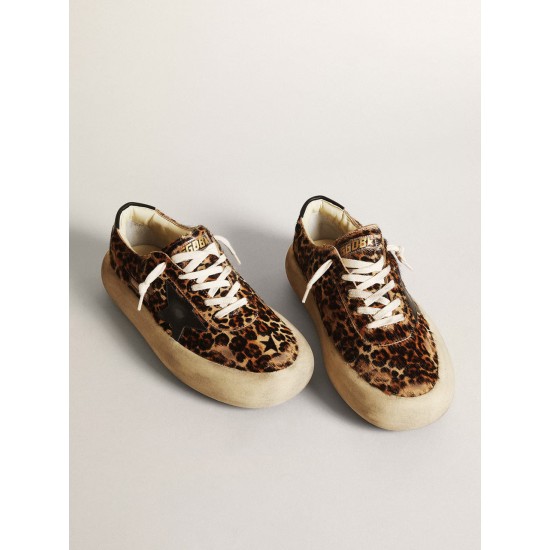 Women's Space-Star in leopard print pony skin with black star Women's Space-Star in leopard print pony skin with black star