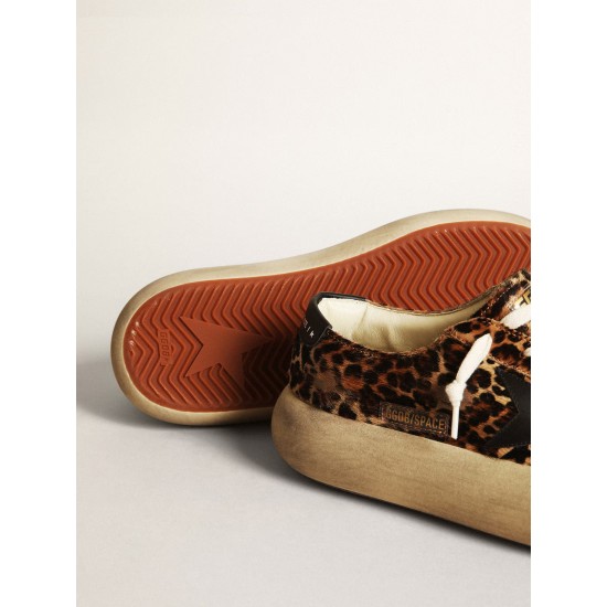 Women's Space-Star in leopard print pony skin with black star Women's Space-Star in leopard print pony skin with black star