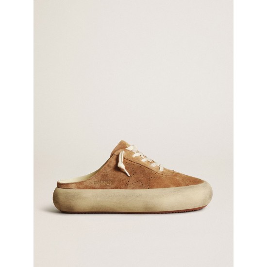 Women's Space-Star Sabot in tobacco-colored suede with perforated star Women's Space-Star Sabot in tobacco-colored suede with perforated star