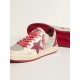 Women’s Ball Star Pro in silver crackle leather with burgundy star Women’s Ball Star Pro in silver crackle leather with burgundy star