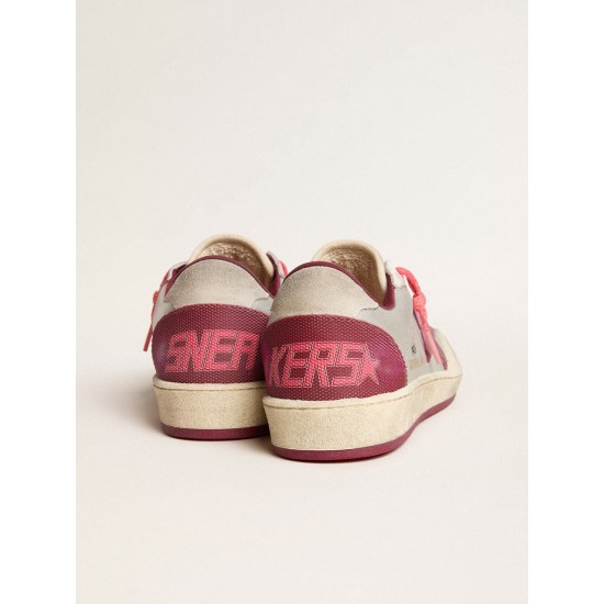 Women’s Ball Star Pro in silver crackle leather with burgundy star Women’s Ball Star Pro in silver crackle leather with burgundy star