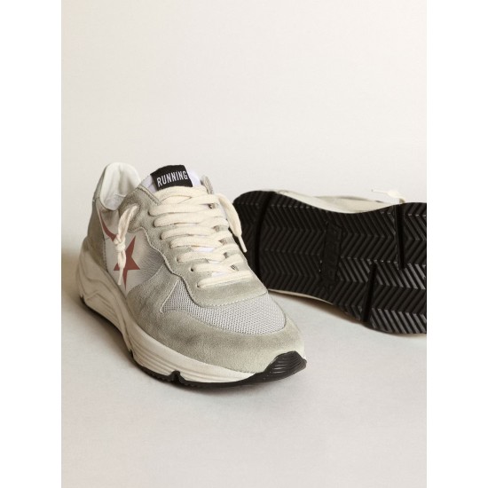 Women's Running Sole in silver leather with ice-gray inserts Women's Running Sole in silver leather with ice-gray inserts