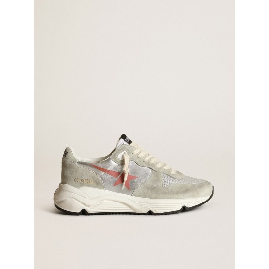 Women's Running Sole in silver leather with ice-gray inserts Women's Running Sole in silver leather with ice-gray inserts