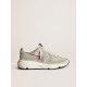 Women's Running Sole in silver leather with ice-gray inserts Women's Running Sole in silver leather with ice-gray inserts