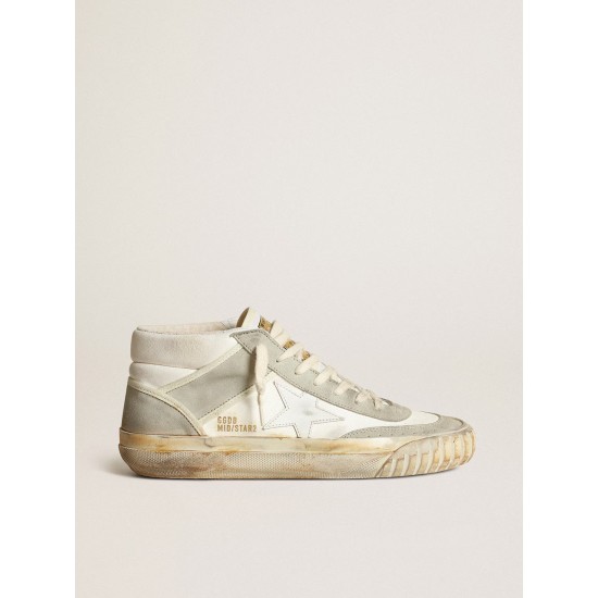 Women’s Mid Star sneakers with ice-gray suede inserts and white leather star Women’s Mid Star sneakers with ice-gray suede inserts and white leather star