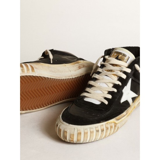 Women’s Mid Star in black nappa and suede with white leather star Women’s Mid Star in black nappa and suede with white leather star