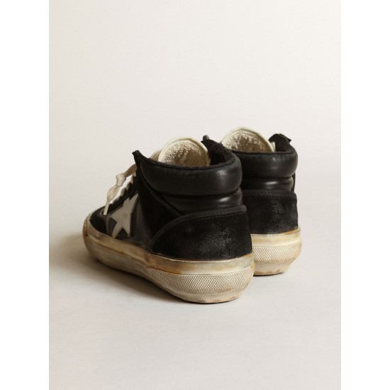 Women’s Mid Star in black nappa and suede with white leather star Women’s Mid Star in black nappa and suede with white leather star