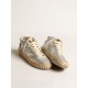 Women’s Mid Star in silver metallic leather with ivory star Women’s Mid Star in silver metallic leather with ivory star