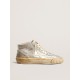 Women’s Mid Star in silver metallic leather with ivory star Women’s Mid Star in silver metallic leather with ivory star