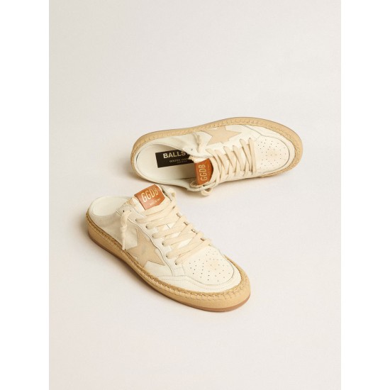 Ball Star Sabots LTD with beige leather star and raffia trim Ball Star Sabots LTD with beige leather star and raffia trim