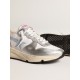 Running Sole in nylon and silver metallic leather with light blue star Running Sole in nylon and silver metallic leather with light blue star