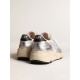 Running Sole in nylon and silver metallic leather with light blue star Running Sole in nylon and silver metallic leather with light blue star