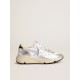 Running Sole in nylon and silver metallic leather with light blue star Running Sole in nylon and silver metallic leather with light blue star
