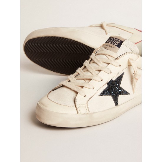 Women's Super-Star LTD in nappa with blue glitter star and red heel tab Women's Super-Star LTD in nappa with blue glitter star and red heel tab
