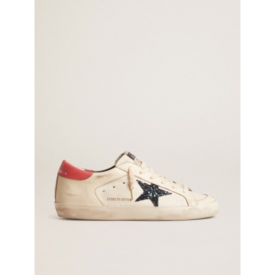 Women's Super-Star LTD in nappa with blue glitter star and red heel tab Women's Super-Star LTD in nappa with blue glitter star and red heel tab